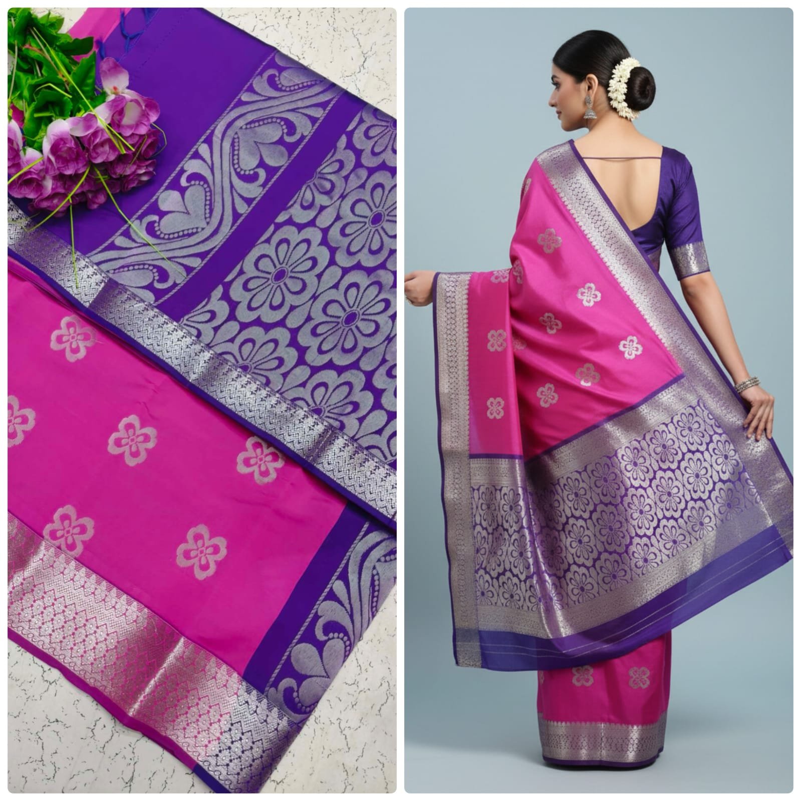 Kotta Cotton Silk Saree Magenta